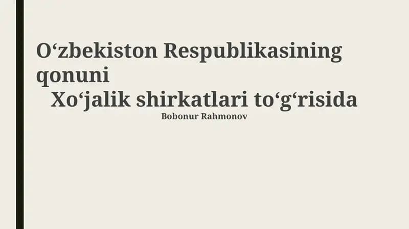 Xoʻjalik shirkatlari toʻgʻrisida