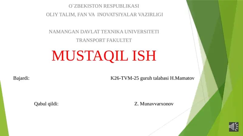 DIVIGATELNING ASOSIY QISIMLARI VA ULARNING ISHLASH MEHANIZIMI