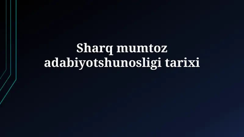 Sharq mumtozadabiyotshunosligitarixi