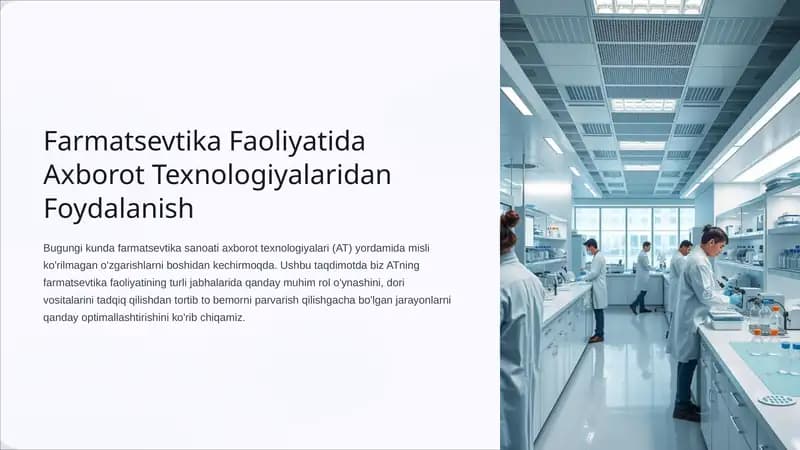 Farmatsevtika faoliyatida axborot texnologiyalaridan foydalanish