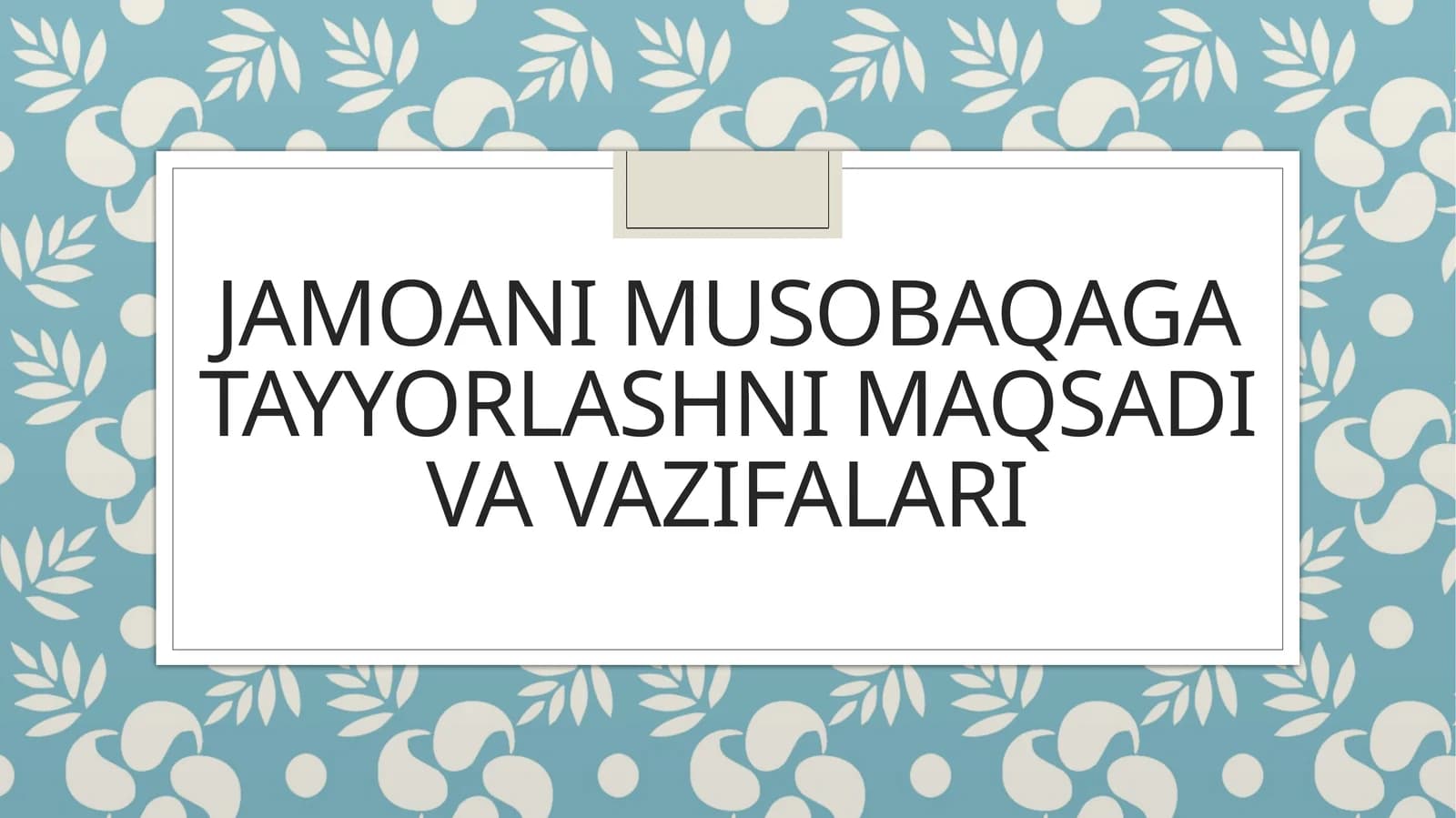 Jamoani musobaqaga tayyorlashni maqsadi va vazifalari