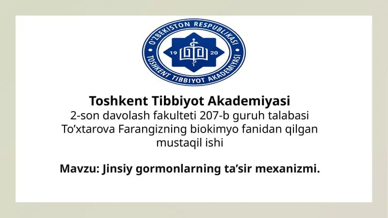 Jinsiy gormonlarning ta’sir mexanizmi