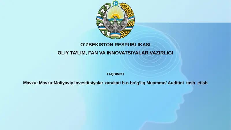 Moliyaviy Investitsiyalar xarakatib-nboʻgʻliq Muammo/Auditinitashetish