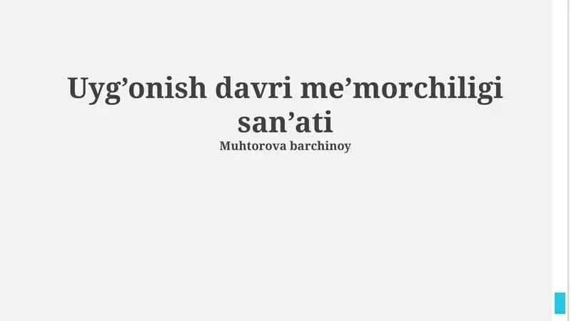 Uyg’onish davri me’morchiligi san’ati