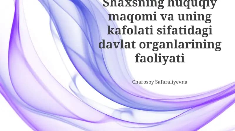 Shaxsning huquqiy maqomi va uning kafolati sifatidagi davlat organlarining faoliyati