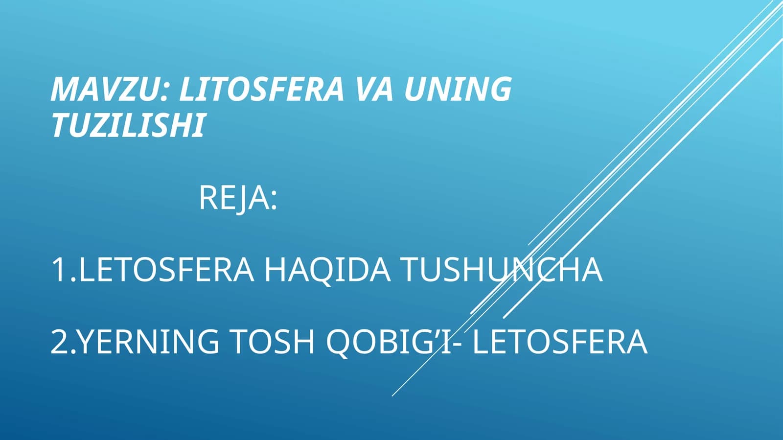 LITOSFERA VA UNING TUZILISHI