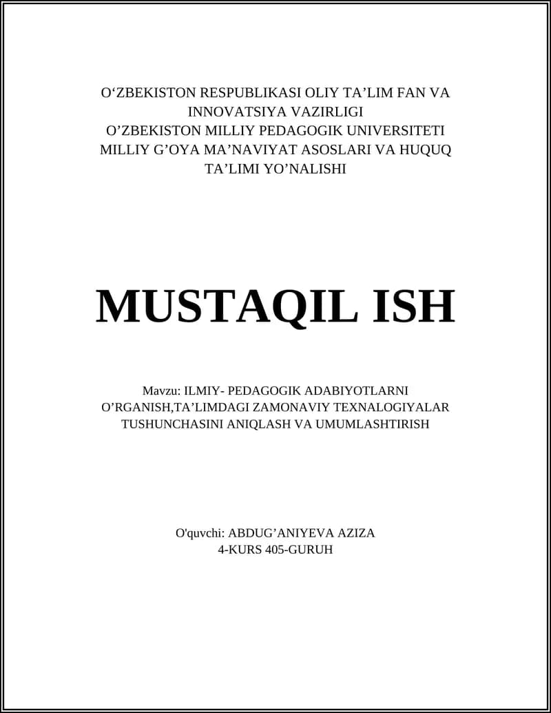 ILMIY- PEDAGOGIK ADABIYOTLARNI O’RGANISH
