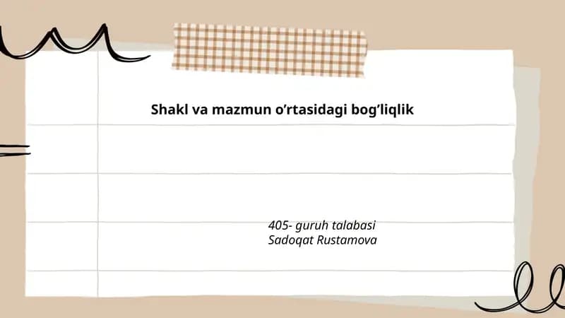 Shakl va mazmun o’rtasidagi bog’liqlik