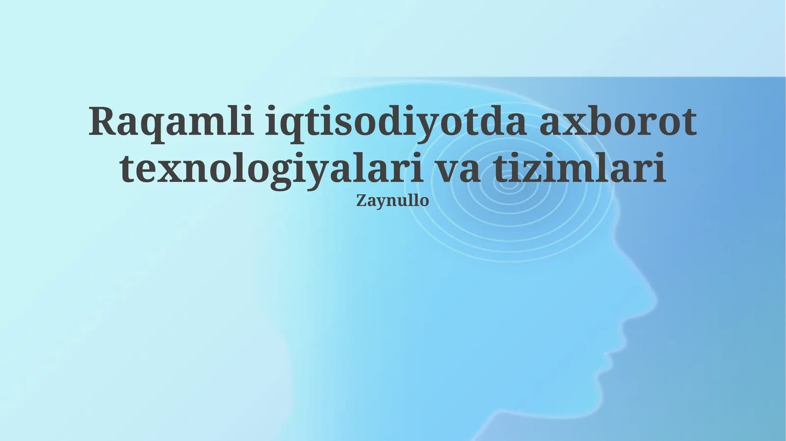Raqamli iqtisodiyotda axborot texnologiyalari va tizimlari