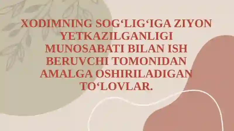 Xodimning Sog‘lig‘iga Ziyon Yetkazilganligi Munosabati