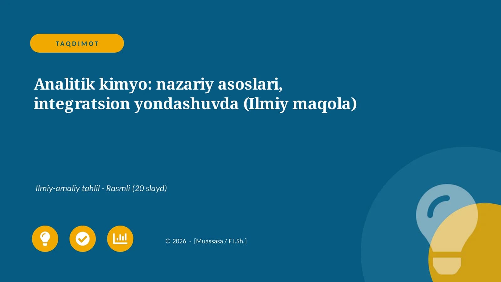 Analitik kimyo: nazariy asoslari, integratsion yondashuvda (Ilmiy maqola)