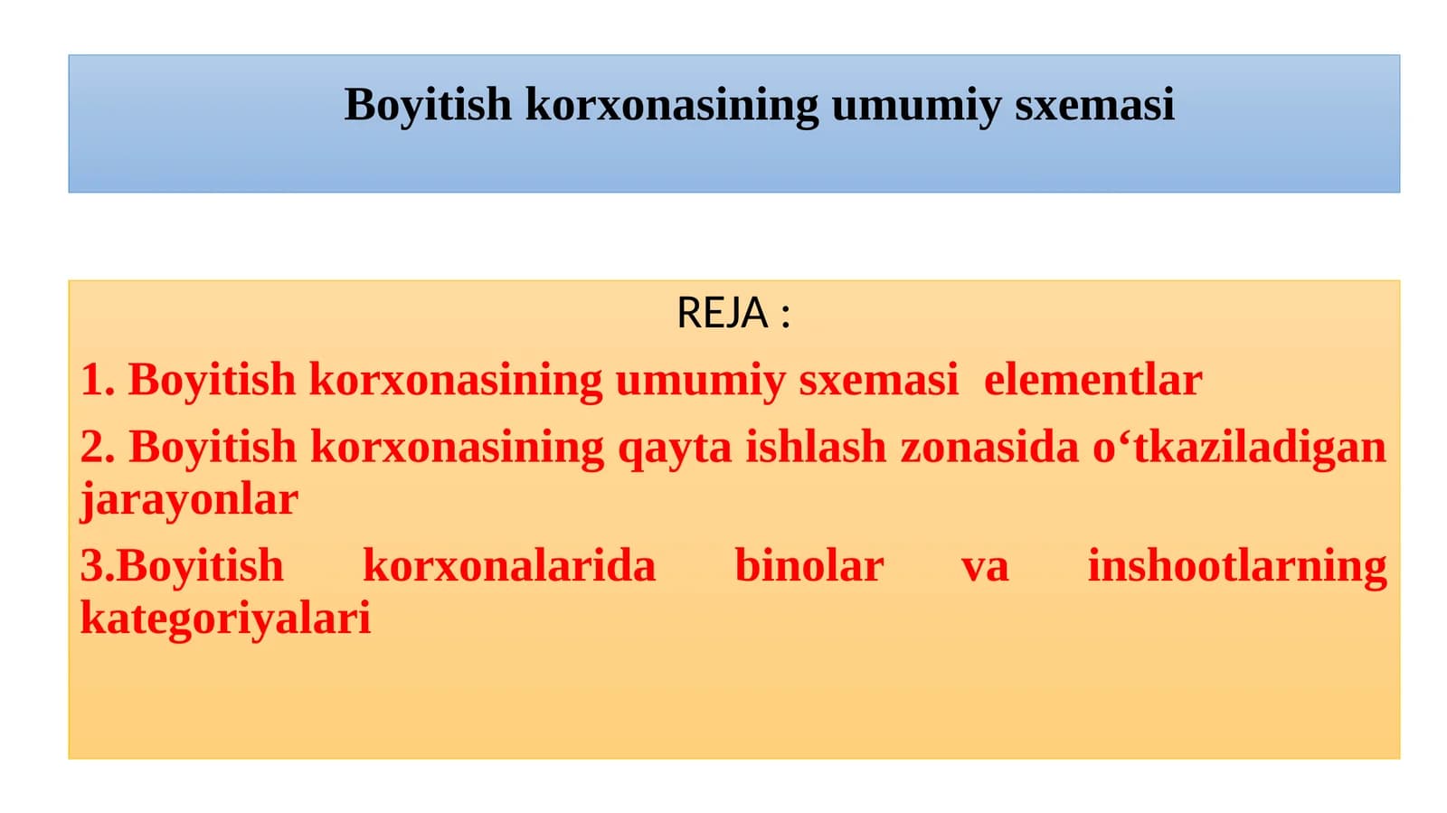 Boyitish korxonasining umumiys xemasi