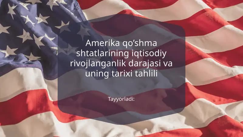 Amerika qo’shma shtatlarining iqtisodiy rivojlanganlik darajasi va uning tarixi tahlili
