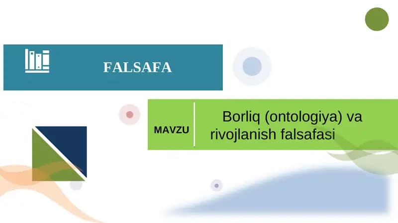 Borliq(ontologiya)va rivojlanishfalsafasi