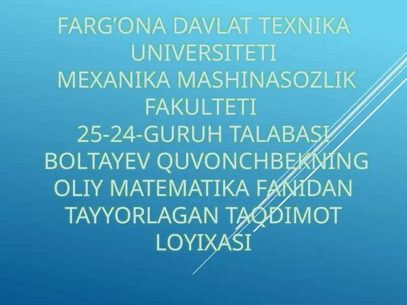Yuqori tartibli differensial tenglamalar koshi masalasi tartibini pasayish boʻlgan differensial tenglamalar