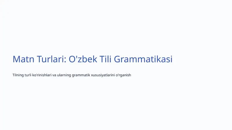 O'zbek Tili Grammatikasi
