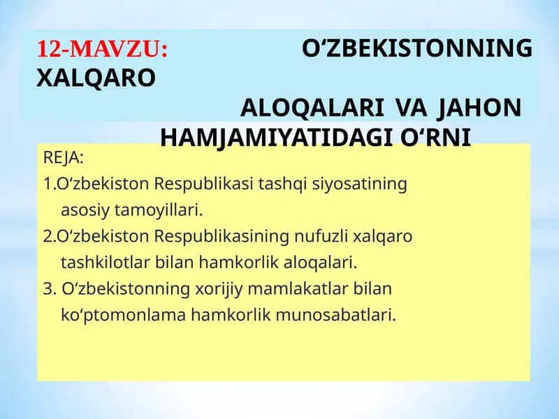 О‘ЗБЕКИСТОН РЕСПУБЛИКАСИНИНГ КОНСТИТУЦИЯСИ