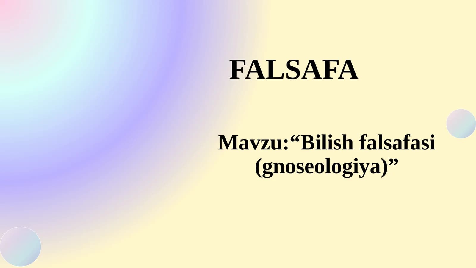 Bilish falsafasi (gnoseologiya)