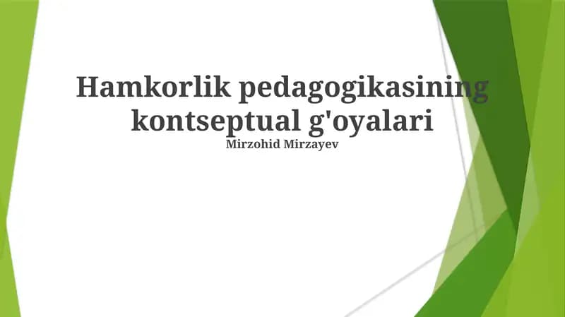 Hamkorlik pedagogikasining kontseptual g'oyalari
