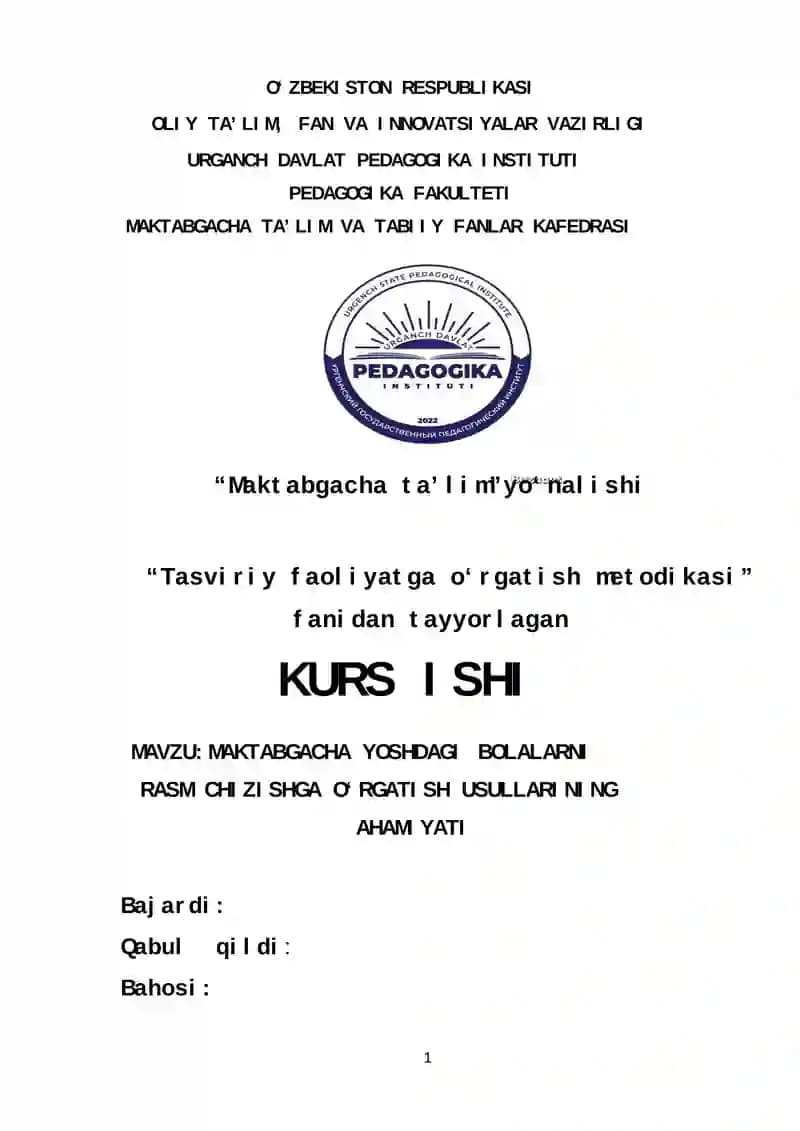 Tasviriy faoliyatga o‘rgatish metodikasi