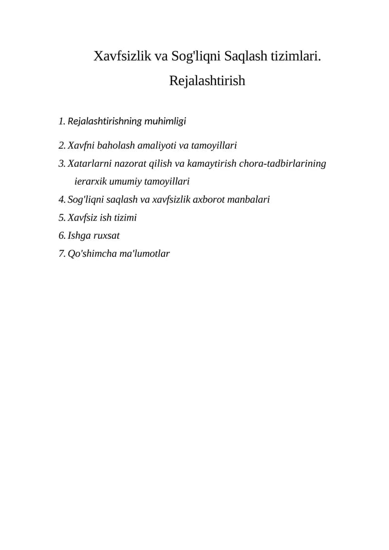 Rejalashtirish