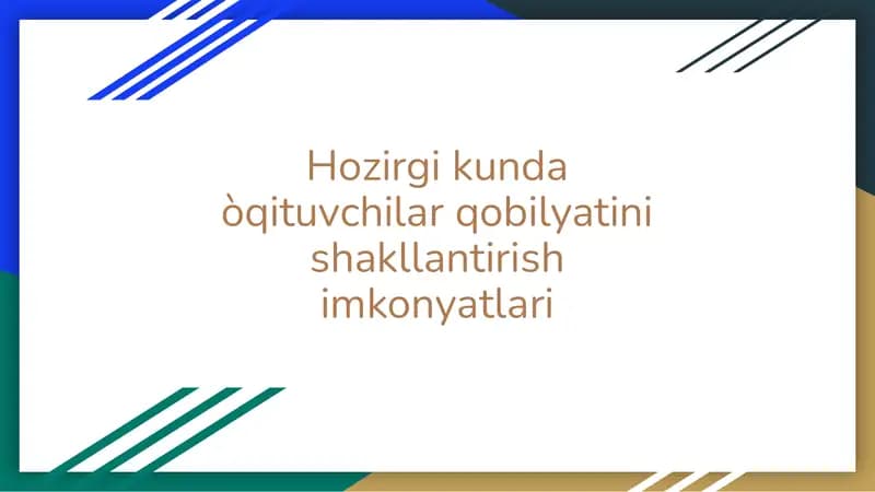Kasbiy kompatensiyalarni rivojlantirish