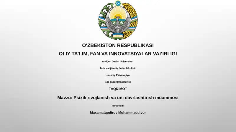 Psixik rivojlanish va uni davrlashtirish muammosi