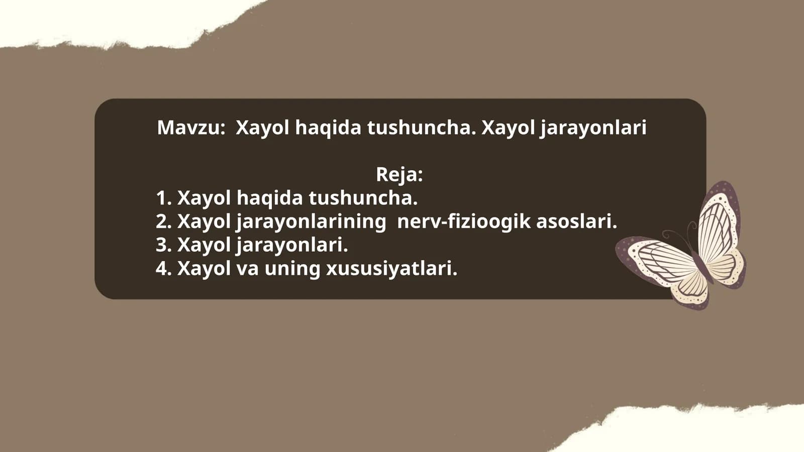 #Xayol haqida tushuncha. Xayol jarayonlari