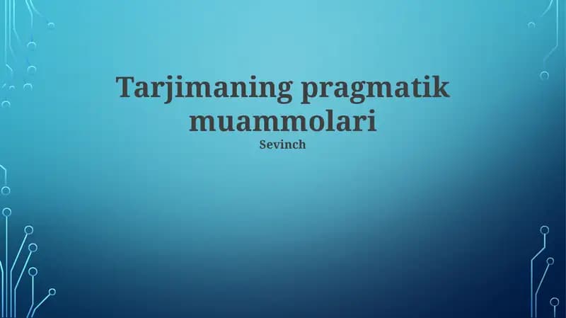 Tarjimaning pragmatik muammolari