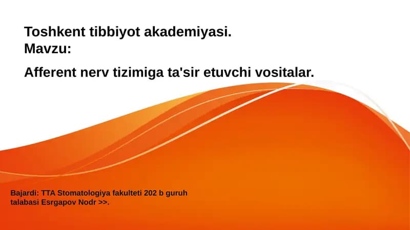 Afferent nerv tizimiga ta'sir etuvchi vositalar
