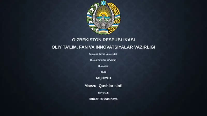 Biologiya (Qushlar sinfi)