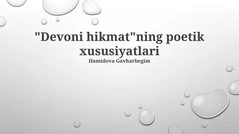 Devon Hikmatning poetik xususiyatlari