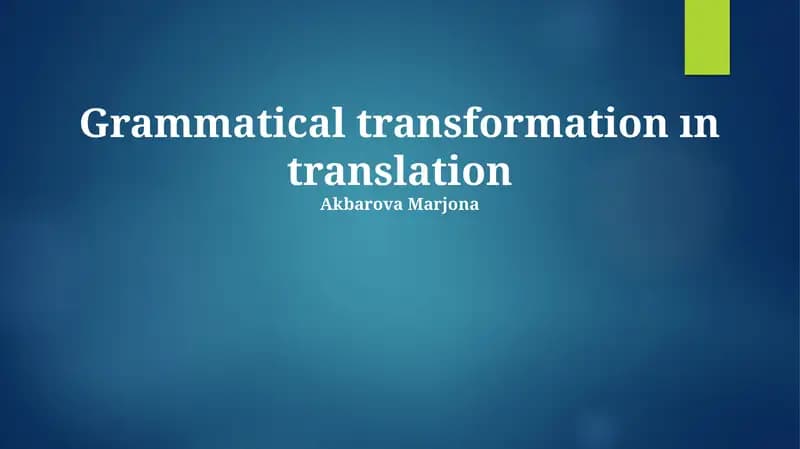 Grammatical transformation in translation