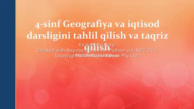 4-sinf Geografiya va Iqtisodiyot darsligini tahlil qilish va taqriz qilish