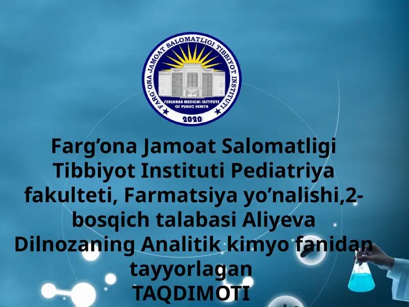 Co*²kationining tibbiyotda qo'llanilishi va dori vositalari tarkibida sifat va miqdorini aniqlash