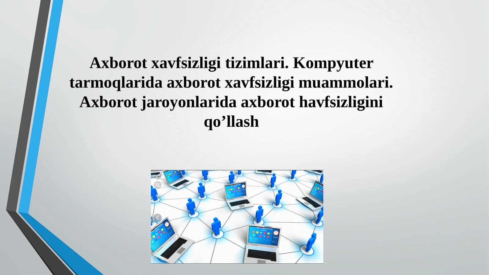 Axborot xavfsizligi tizimlari. Kompyuter tarmoqlarida axborot xavfsizligi muammolari. Axborot jaroyonlarida axborot havfsizligini qo’llash