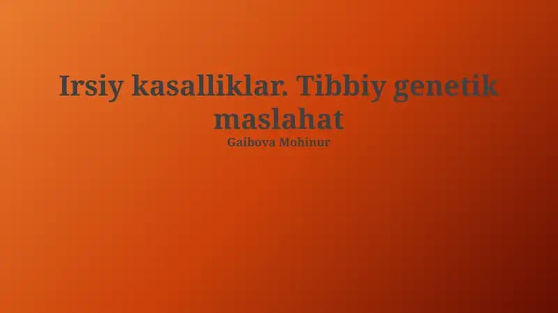 Tibbiy Genetik Maslahat