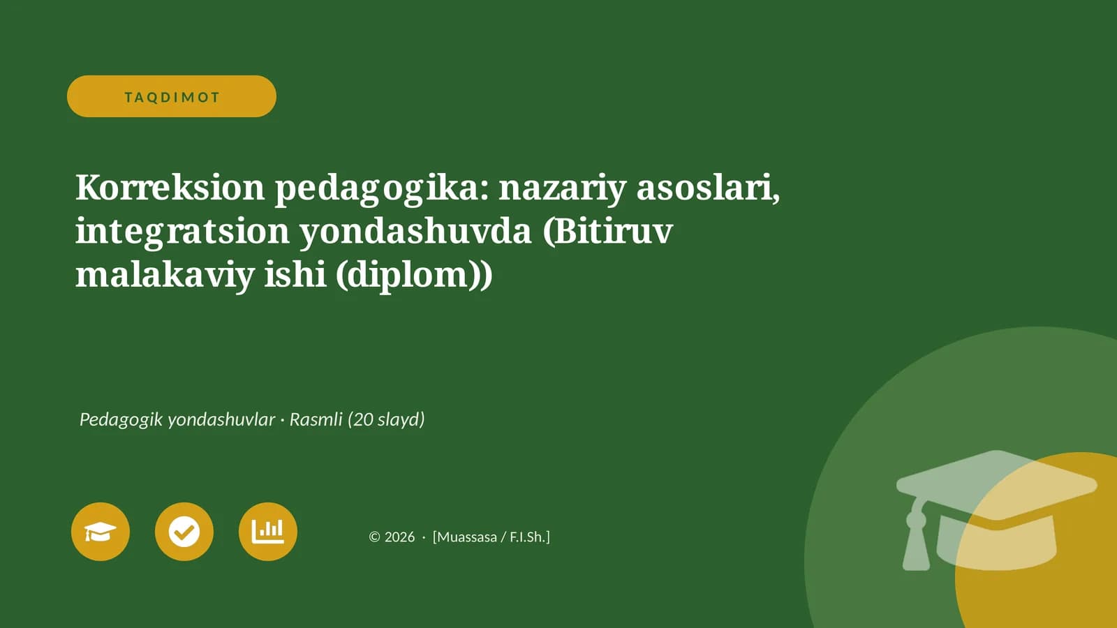 Korreksion pedagogika: nazariy asoslari, integratsion yondashuvda (Bitiruv malakaviy ishi (diplom))