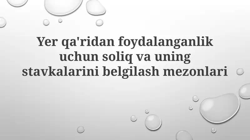 Yer qa'ridan foydalanganlik uchun soliqning stavkalari