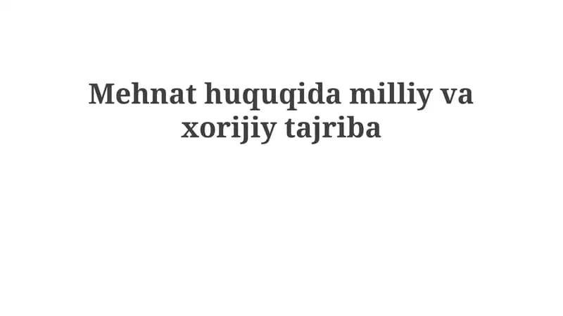 O'zbekiston Mehnat Huquqi
