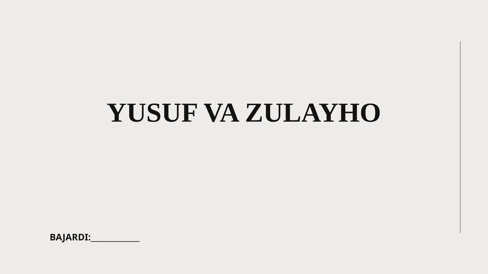 YUSUF VA ZULAYHO