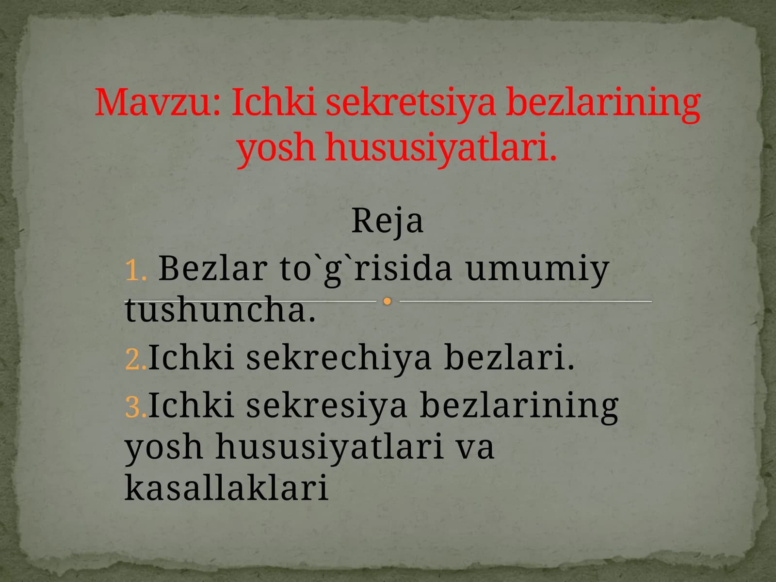 Ichki sekretsiya bazalarining yoshga doir xususiyatlari