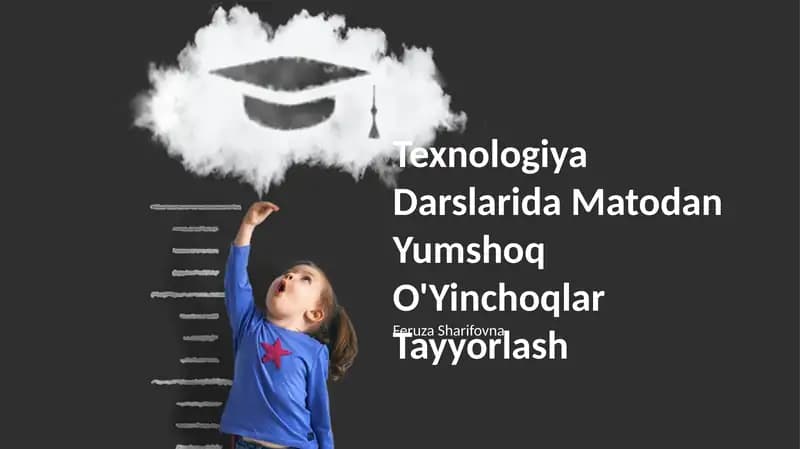 Texnologiya Darslarida Matodan Yumshoq O'Yinchoqlar Tayyorlash