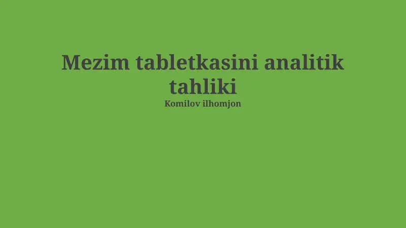 Mezim tabletkalari
