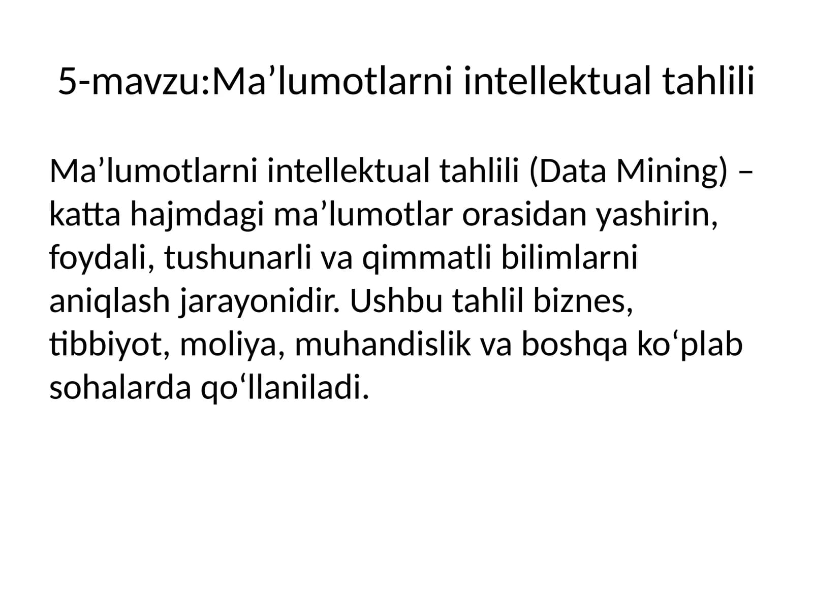 Ma’lumotlarni intellektual tahlili