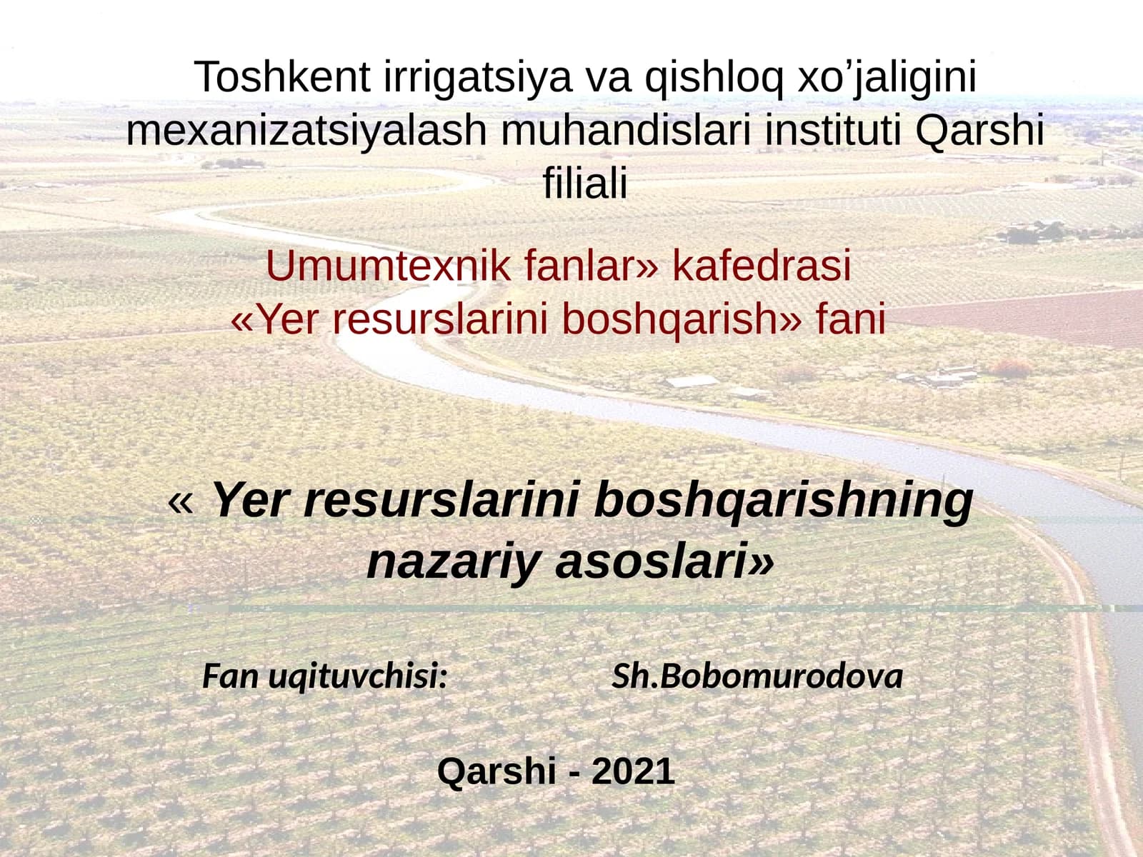Yerresurslarini boshqarishning nazariyasoslari