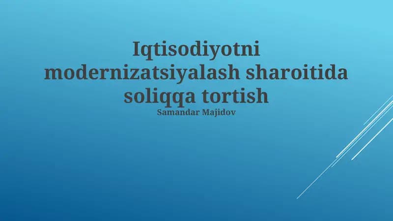 Soliq Siyosati va Iqtisodiy O'sish