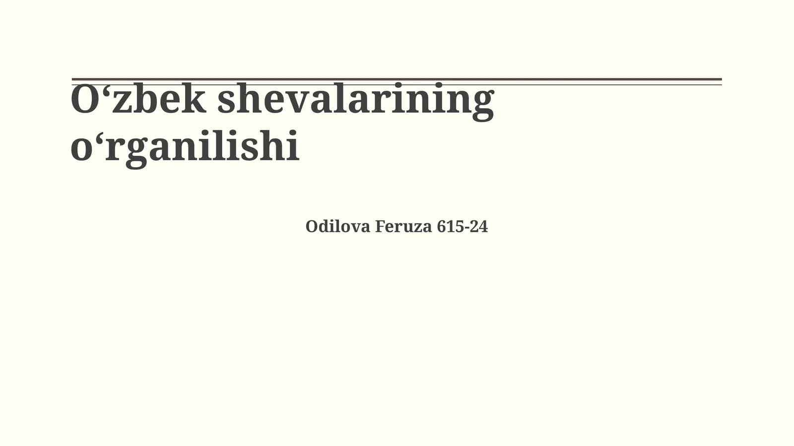 O‘zbek shevalarining o‘rganilishi (O'zbek dialects study)