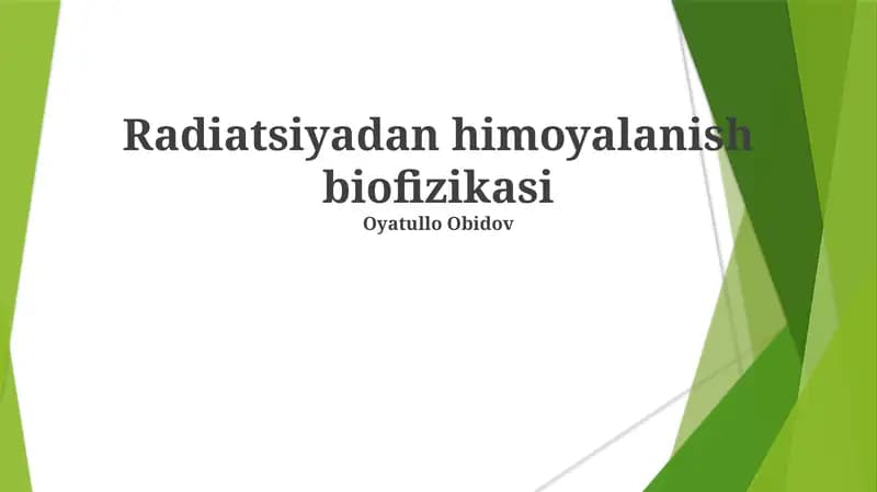 Radiatsiyadan himoyalanish biofizikasi