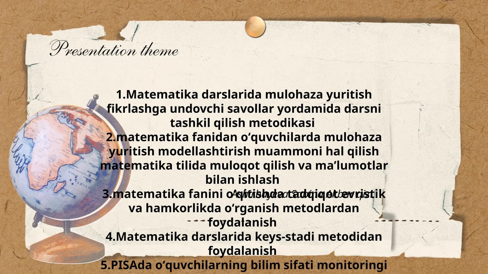 Matematika Fanidan O'quvchilarda Mulohaza Yuritish